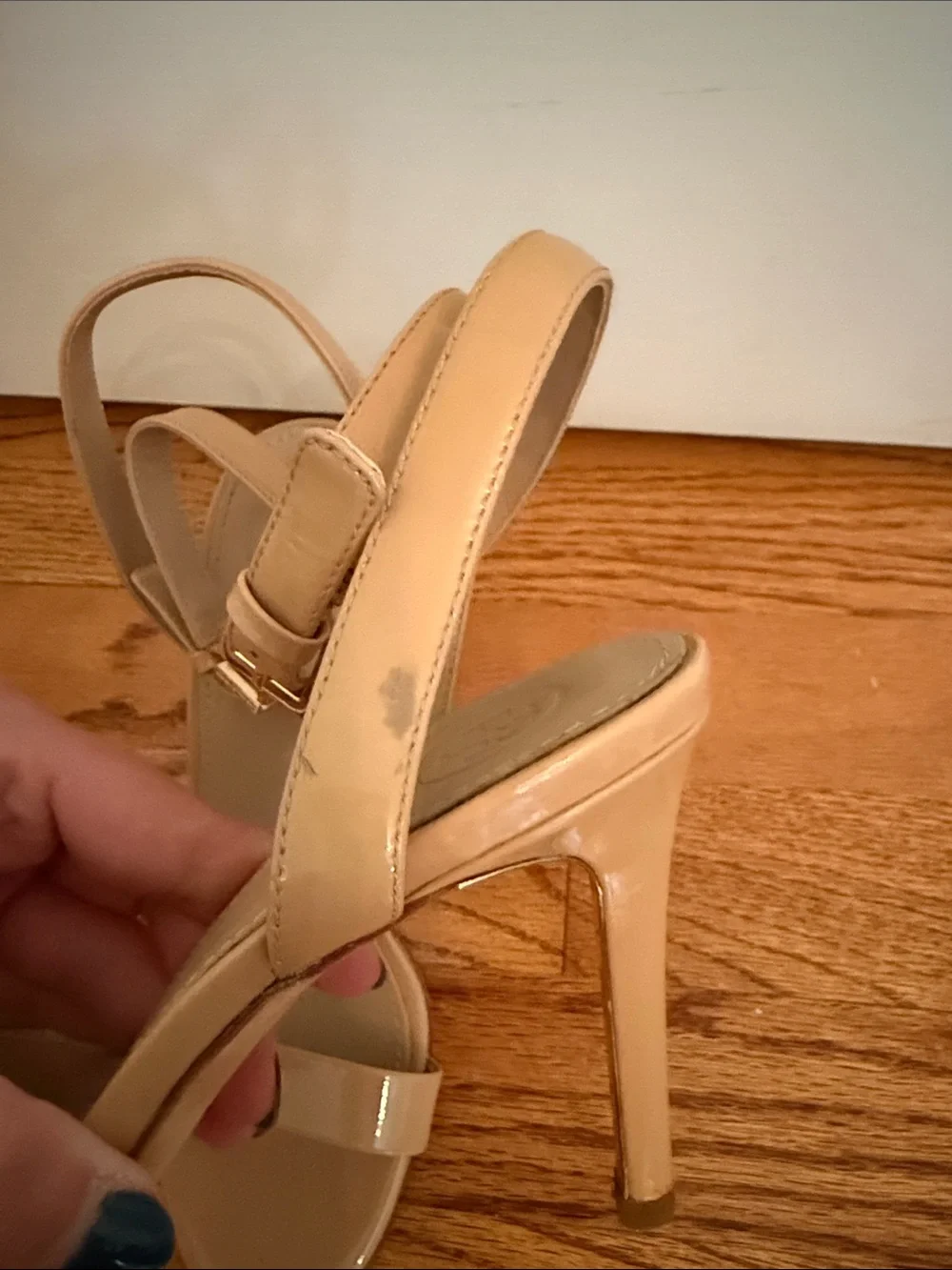Tory Burch Nude Patent Leather Ankle-Strap Heels